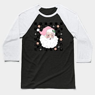 Retro Santa Claus Merry Christmas - Vintage Holiday Greetings Baseball T-Shirt